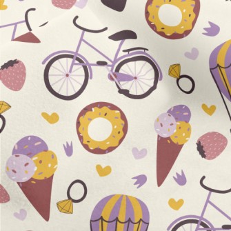 Cartoon Desserts And Transport Micro Fleece