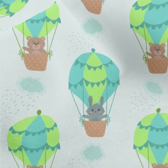 Rabbit And Bear Hot Air Balloo Micro Fleece