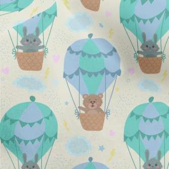 Cute Animals Riding Hot Air Ba Micro Fleece