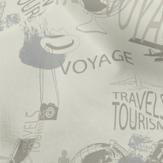 Retro Travel Elements Micro Fleece