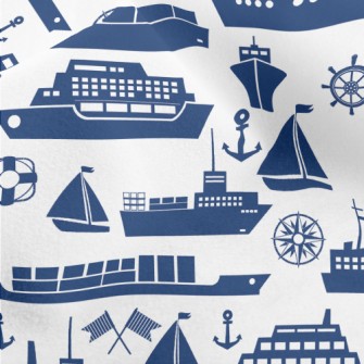 Blue Ship Silhouette Micro Fleece