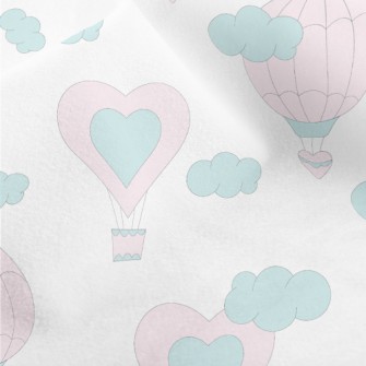 Pink Love Hot Air Balloon Micro Fleece