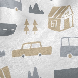 House And Car Graffiti Minky