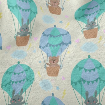 Cute Animals Riding Hot Air Ba Minky