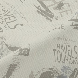 Retro Travel Elements Piqué