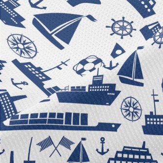 Blue Ship Silhouette Piqué