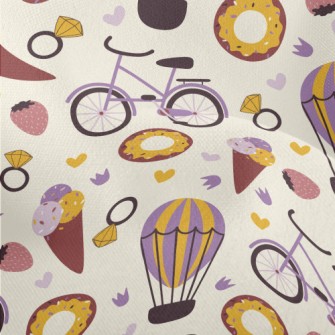 Cartoon Desserts And Transport Lightweight Performance Linen