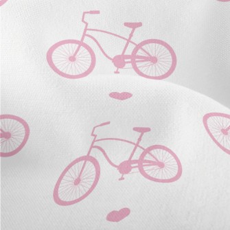 Pink Bicycle And Love Heart Lightweight Performance Linen