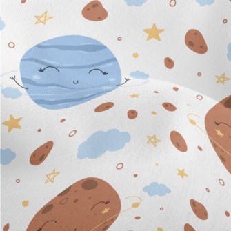 Cute Space Planets Lightweight Performance Linen