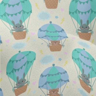 Cute Animals Riding Hot Air Ba Lightweight Performance Linen