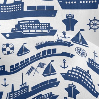 Blue Ship Silhouette Lightweight Performance Linen
