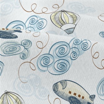 Doodle Airplane And Hot Air Ba Modern Jersey