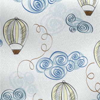 Hand Drawn Hot Air Balloon Doo Jersey Backed Fleece