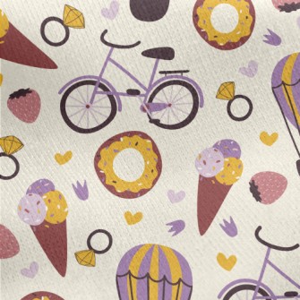 Cartoon Desserts And Transport Jersey Backed Fleece
