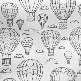 Hand Drawn Hot Air Balloon And Jersey Backed Fleece