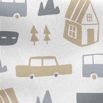 House And Car Graffiti Jersey Backed Fleece