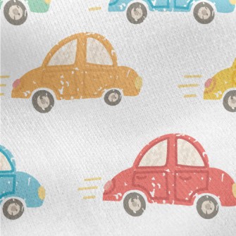 Cute Colorful Cars Jersey Backed Fleece