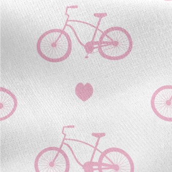 Pink Bicycle And Love Heart Jersey Backed Fleece