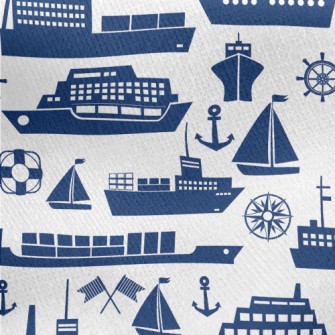 Blue Ship Silhouette Jersey Backed Fleece