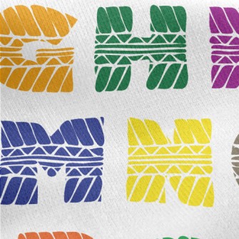Colored Tire Marks Letters Jersey Backed Fleece