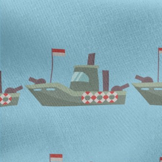 Sea Battleship Pattern Jersey Backed Fleece