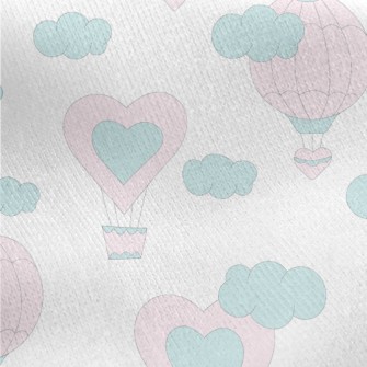 Pink Love Hot Air Balloon Jersey Backed Fleece
