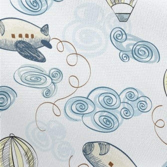 Doodle Airplane And Hot Air Ba Pongee