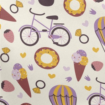 Cartoon Desserts And Transport Pongee