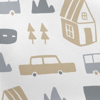 House And Car Graffiti Pongee