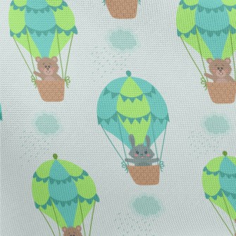 Rabbit And Bear Hot Air Balloo Pongee