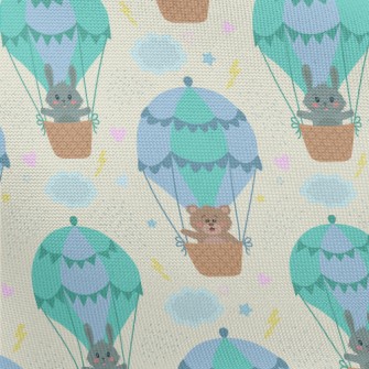 Cute Animals Riding Hot Air Ba Pongee