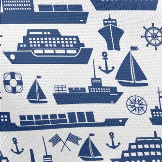 Blue Ship Silhouette Pongee