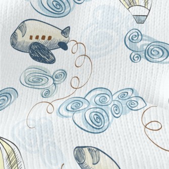 Doodle Airplane And Hot Air Ba Stretch Jersey