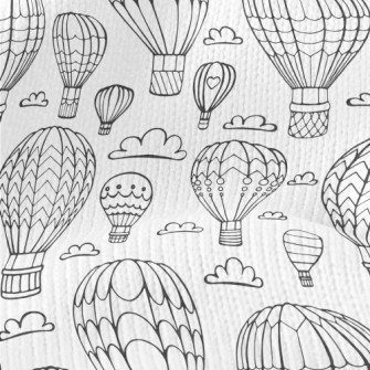 Hand Drawn Hot Air Balloon And Stretch Jersey
