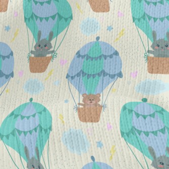 Cute Animals Riding Hot Air Ba Stretch Jersey