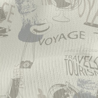 Retro Travel Elements Stretch Jersey