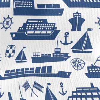 Blue Ship Silhouette Stretch Jersey