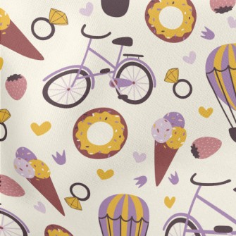 Cartoon Desserts And Transport Lightweight Cotton Poplin