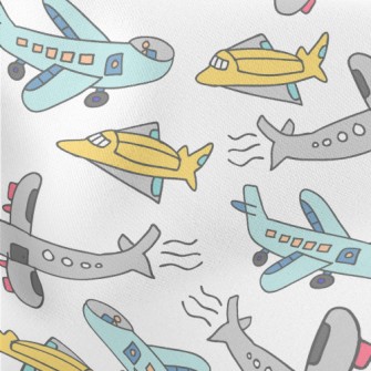 Children&#39;s Airplane Graffi Lightweight Cotton Poplin