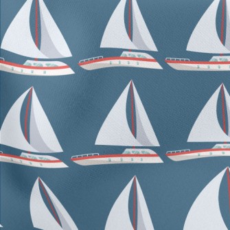Simple Sailboat Pattern Lightweight Cotton Poplin