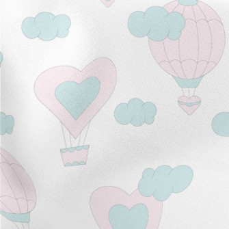 Pink Love Hot Air Balloon Lightweight Cotton Poplin