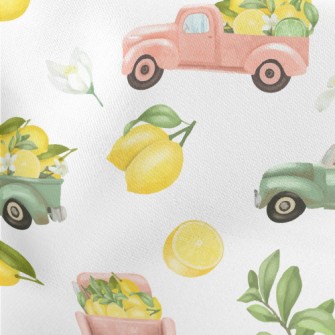 Old Truck Carrying Lemons Lightweight Cotton Poplin