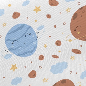 Cute Space Planets Midweight Cotton Poplin