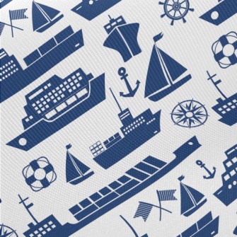 Blue Ship Silhouette Midweight Cotton Poplin