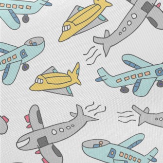 Children&#39;s Airplane Graffi Midweight Cotton Poplin