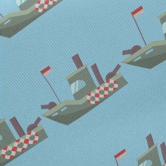 Sea Battleship Pattern Midweight Cotton Poplin