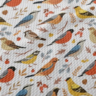 Winter Forest Birds Birdseye Piqué