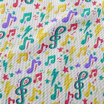 Colorful Musical Note Graffiti Birdseye Piqué