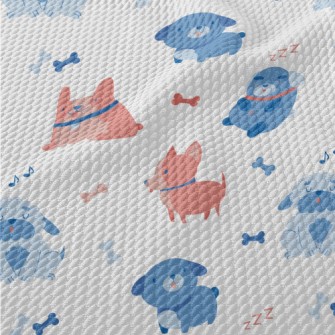 Contrast Color Puppy Graffiti Birdseye Piqué