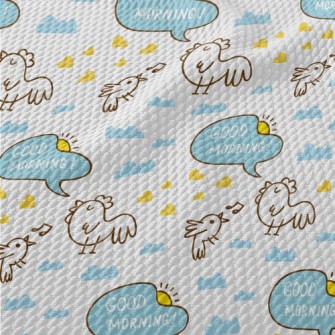 Hand Drawn Good Morning Rooste Birdseye Piqué